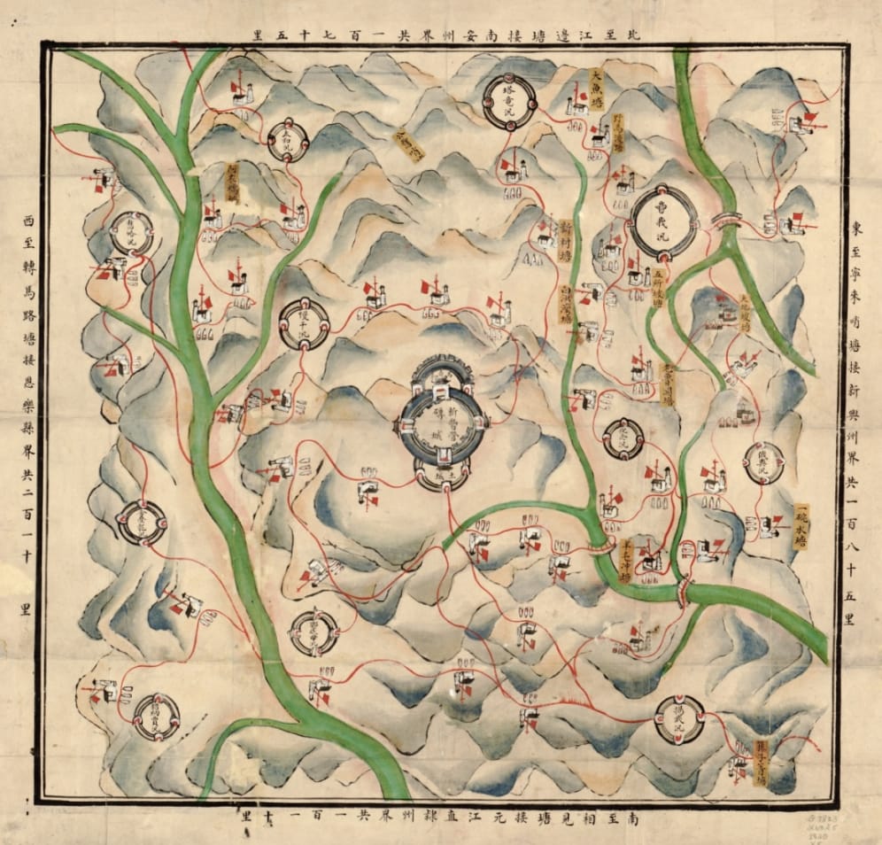 清代中期云南驻军新习营及周边汛塘分布地图（乾隆35年古本）-滇史网